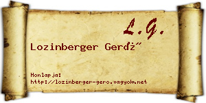 Lozinberger Gerő névjegykártya